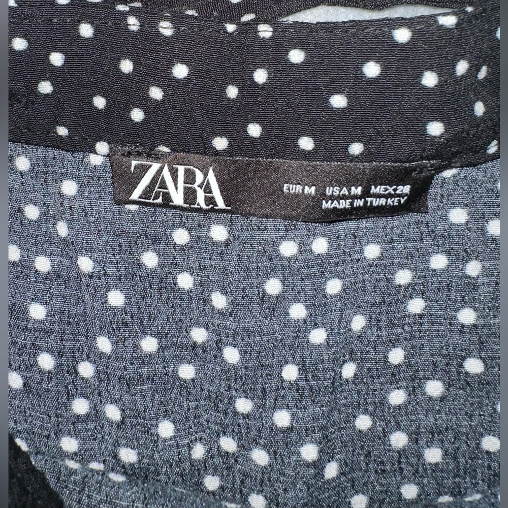 Zara Polka Dot Mini Skort Black and White tie belt size M - Picture 8 of 8